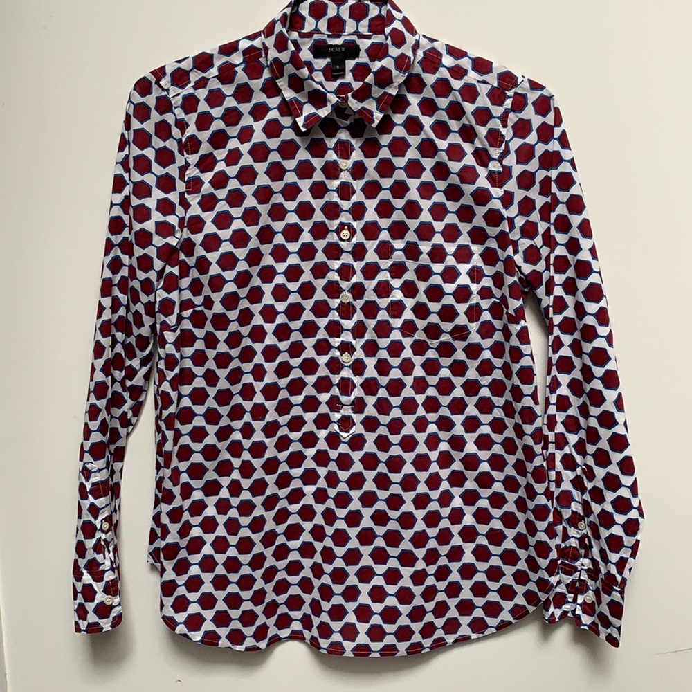 J.Crew graphic printed cotton shirt (size 8)
